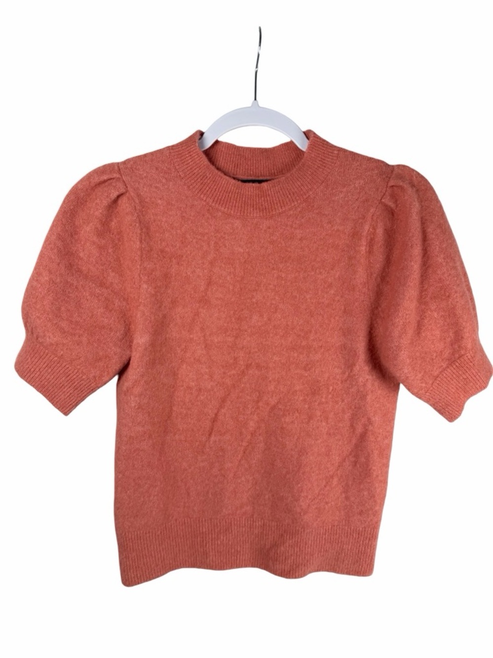 Banana Republic Coral Wool Alpaca Knit Short Puff Sleeve Crewneck Sweater Small